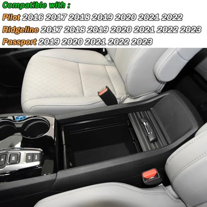 Center Console Dividers Compatible with Honda Pilot 2016-2022 / Ridgeline 2017-2022 2023/ Passport 2019-2022 2023 Accessories, Interior Armrest Insert Underseat Storage