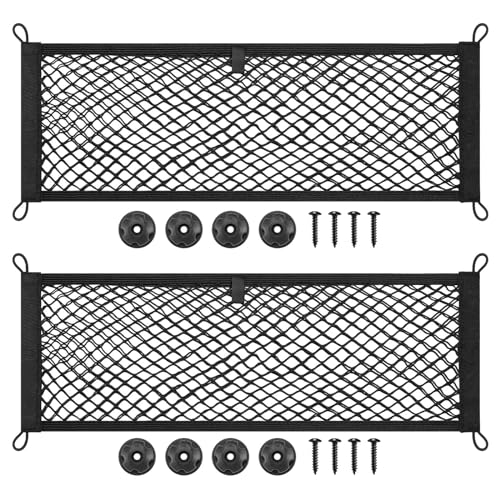 2PCS 25x75cm/9.8x29.5in Cargo Storage Net, Universal Elastic Stretchable Pocket Storage Mesh Net, Organizer RV Netting Storage Pouch with 8PCS Screws & 8PCS Buttonholes for Car Truck SUV Boats - color: Mounting Screws, size: 9.8 x 29.5 inches