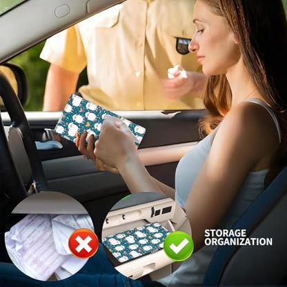 Leather Car Registration and Insurance Card Holder, Cute Car Accessories Vehicle Glove Box Car Organizer for Documents, Cards, License Cute Sheep - color: Cute Sheep