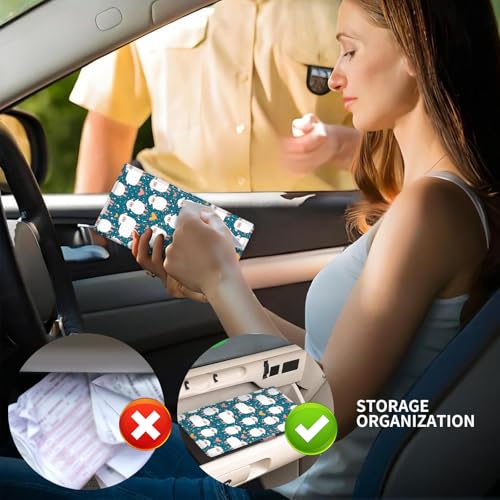 Leather Car Registration and Insurance Card Holder, Cute Car Accessories Vehicle Glove Box Car Organizer for Documents, Cards, License Cute Sheep - color: Cute Sheep