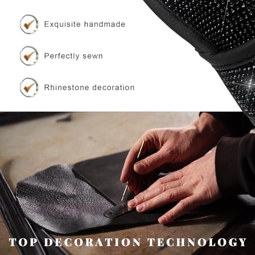 Bling Auto Gear Shift Knob Cover, Rhinestone Glitter Shifter Stick Protector for Girls Women, Sparkly Diamond Transmission Gear Shift Lever Knob Cover for Cars Trucks SUVs (Black) - color: Black