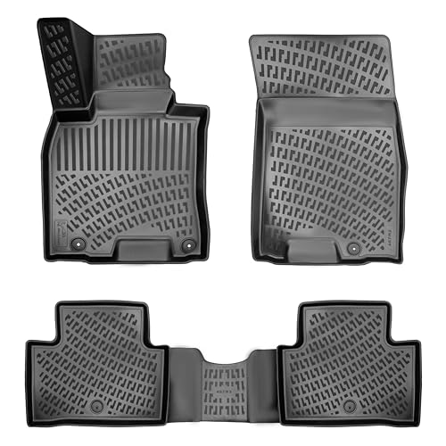 RizLiner Genesis GV70 2022-2025 (No Electrified Models) Floor Mats Custom Fit Rubber 3D Car Mats Laser Measured Floor Liners All Weather Heavy Duty Waterproof Odorless Non-Slip TPE (Front & Rear) - size: GV70 2022 - 2025