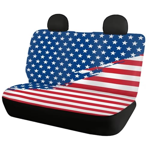 FUSURIRE American Flag Print Car Seat Covers 4 Pcs Full Set, Vehicles Front & Rear Seat Protector Universal Fit for Sedan SUV Trucks - color: American Flag Print