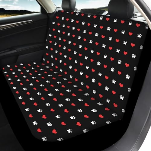 Howilath 4-Piece Dog Paw Love Car Seat Cushion Cover Universal Fit Front Back Seat Cushion Protectors Auto Accessories, Easy to Install - color: Dog Paw Love