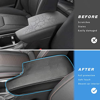 INTGET Car Center Console Armrest Cover for Subaru Crosstrek Accessories 2018-2022 2023 Impreza 2017-2023 Leather Arm Rest Box Lid Cover Seat Protector (Black with Carbon Fiber Texture) - color: black with carbon fiber texture