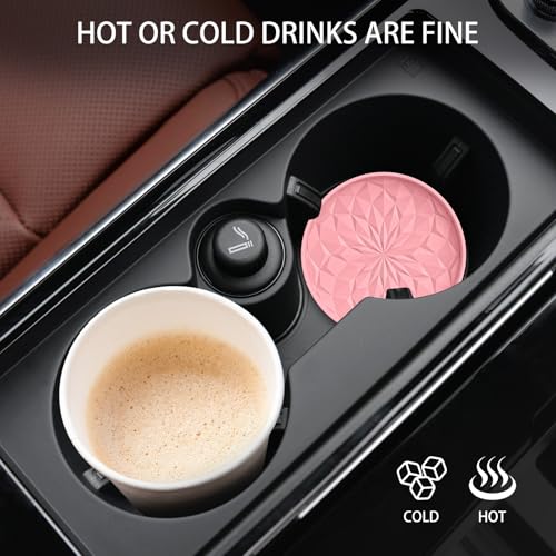 Car Coasters for Cup Holders [4 Pack] - 2.75In Silicone Auto Mug Mats - Universal Non-Slip Recessed Car Interior AccessoriesPink - color: 4pack-pink
