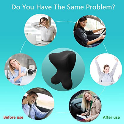 Car Neck Pillow for Driving Seat Car headrest Pillow/Gaming Chair Pillow with Adjustable Strap Removable Cover Ergonomic Design Neck Support Pillow for auto, Office Chair, Gaming Chair(Black)
