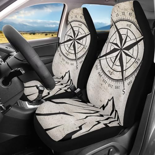 Howilath Direction Indicator Print Car Seat Cover Set of 2 Interior Accessories, Washable Front Seat Cushion Protectors Fit SUV Sedan Van - color: Direction Indicator Print