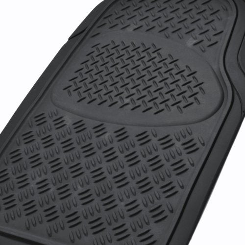 BDK OF-713 Diamond Grid Rubber Car Floor Mats, Universal Front & Rear Combo Set with Trunk Cargo Mat Liner for Car Sedan SUV Van, Heavy Duty All Weather Trim to Fit