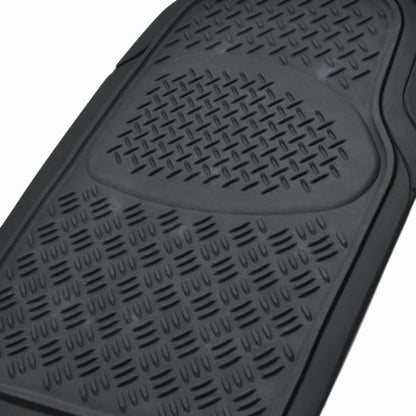 BDK OF-713 Diamond Grid Rubber Car Floor Mats, Universal Front & Rear Combo Set with Trunk Cargo Mat Liner for Car Sedan SUV Van, Heavy Duty All Weather Trim to Fit