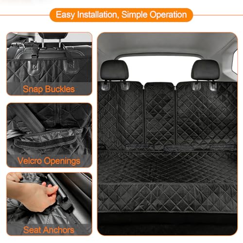 Dog Car Seat Cover for Rear Seat, Waterproof & Scratch-Proof Pet Seat Protector, Nonslip Car Seat Cover for Dogs, Universal Fit for Cars, Trucks & SUVs, Standard Size - size: Black Rear Seat Cover