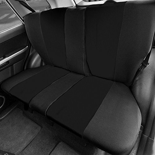 FH Group Full Cover Rear Bench Car Seat Cover – Universal Fit, Split Bench Design with Zipper, Compatible with 60/40 & 40/60 Split Seats, SUV & Van – Black - color: Black, style: Rear Set
