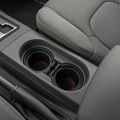 Auovo 2 Pcs Cup Holder Inserts Replacement for Frontier 2005-2019 Xterra 05-15 Pathfinder 05-12 Replace 96975-EA000 96975-ZS00A(with 3 Pairs of TPE Coasters in red Blue All Black)
