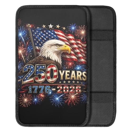 Aermican Flag Bald Eagle Print Universal Car Center Console Cover,Soft Armrest Protector for SUVs,Trucks - color: Bald Eagle Aermican 250 Years