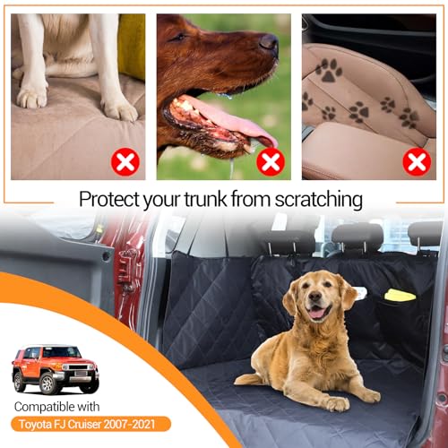 Cargo Liner for Dogs Compatible with Toyota FJ Cruiser 2007-2021, Pet Dog Trunk Cargo Liner, Waterproof Anti-Dirty Pet Cargo Cover Dog Seat Mat, with Bumper Flap Protector (Black) - color: Black