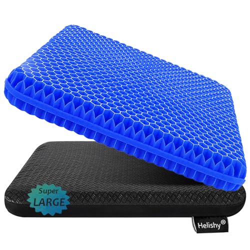 Gel Seat Cushion, Super Large (19x18x1.6inch) Gel Cushion Chair Pads with Non-Slip Cover for Home Office Car Seat Wheelchair, Soft Breathable Honeycomb Seat Cushion for Relieve Hip Pain - color: Blue, size: Super Large: 19x18x1.6inch
