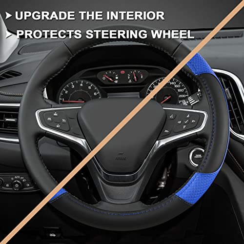 GIANT PANDA Steering Wheel Cover for Chevy Silverado - Car Steering Wheel Cover for Chevrolet Colorado Tahoe -Black+Blue - color: B-Black+Blue