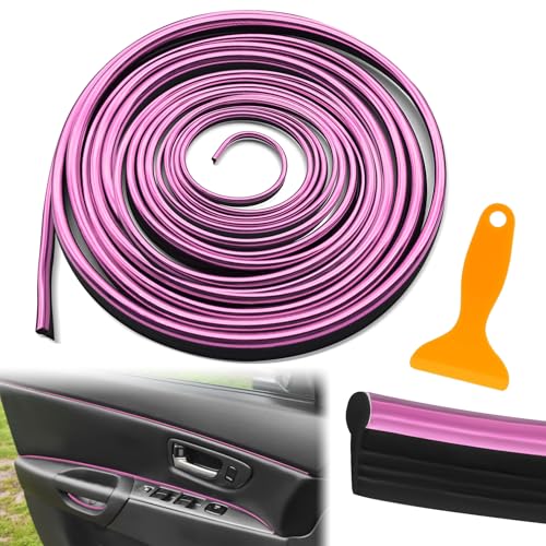 Car Interior Moulding Trim Strips, 33Ft/10M Universal Electroplating Decoration Filler Insert Strips, Styling Dashboard DIY Flexible Strip, Interior Trim Accessories with Installing Tool (Pink) - color: Pink