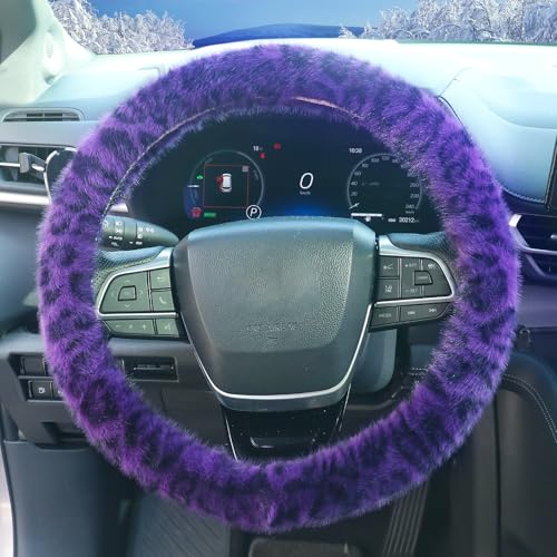 ZHOL Purple Leopard Cheetah Steering Wheel Cover for Women Girls, Anti-Slip High Elastic Breathable Car Steering Wheel Cover, Universal 15 Inch Fit for Cars, Auto, SUVs - color: Cheetah Purple