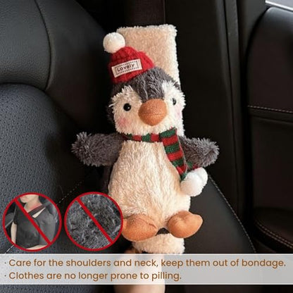 2 PCS Seat Belt Cover Pad, Cute Kawaii Animal Penguin Seatbelt Covers for Kids and Adults, Winter Plush Fluffy Soft Seat Belt Cover, Cartoon Seatbelt Cushion,Car Seat Strap Pads (G-Penguin) - color: G-Penguin
