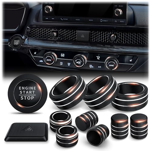 Polodunn for Honda Civic 2022-2026 Accessories, CRV 2023-2026 & Acura Ingetra 2023-2026 (Fit 7" Screen/ 2 Audio Knobs), 12pcs Knob Cover Kit - Hazard Light, Push Start, Audio, AC & Air Vent (Black) - color: Black, size: 2 Audio Knobs Screen