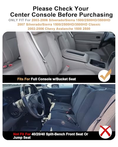 ECOZEN Center Console Organizer For 2003-2006 Silverado/Sierra 1500/2500HD/3500HD & 2007 Silverado/Sierra Classic & 2002-2006 Chevy Avalanche Accessories - Full Console w/Bucket Seats Only - size: 2003-2007 Silverado/Sierra