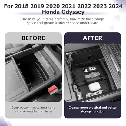 LUWU 2018-2026 Odyssey Center Console Organizer Compatible with 2018-2024 2025 2026 Odyssey Accessories Armrest Console Organizer Armrest Insert Tray Odyssey 2026 Accessories Black (NOT FOR LX)