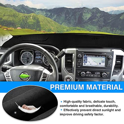 Autorder Dashboard Cover Mat for 2016-2024 Nissan Titan Accessories Dash Cover Flannel Dash Mat Sunshade Glare UV Rays Protector - size: For Nissan Titan 2016-2024