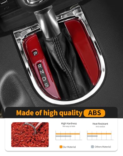 Interior Gear Shift Panel Frame Cover Trim Accessories Compatible with Ford Mustang 2015 2016 2017 2018 2019 2020 2021 2022 2023, Red