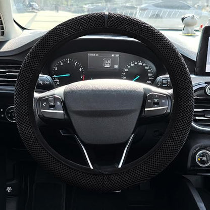 Accmor Car Steering Wheel Cover, Elastic Stretch Auto Wheel Cover, Vehicle Wheel Protector Car Accessories for Men Women, Universal Fit 14 1/2 inch to 15 inch, Microfiber Breathable Ice Silk