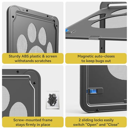 Dog Door for Screen Door, Cat Door Screen Small Dog Door Insert for Sliding Door Easy Install, Small 8"×10"
