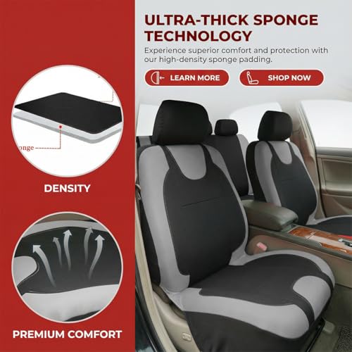 Car Seat Covers Full Set, Split Waterproof Polyester Mesh Vehicle Front and Rear Seat Protectors, All-Weather Automotive Interior Chair Cushion, Universal for Automobile RV Truck (Grey) - color: Grey
