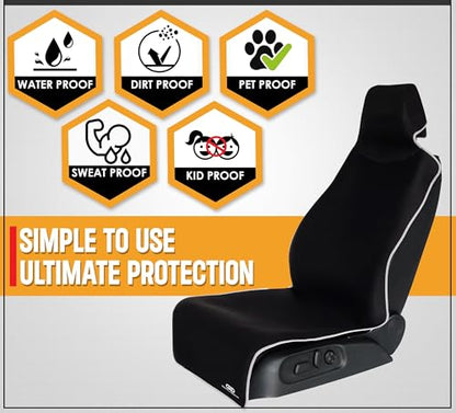 Gorla Gear Black Premium Universal Fit Waterproof Stain Resistant Car Seat Cover Neoprene Non-Slip Bucket Seat Dog Sweat Proof Protector Save Your Leather Cloth Seats Van Truck SUV Auto Sedan - color: Black