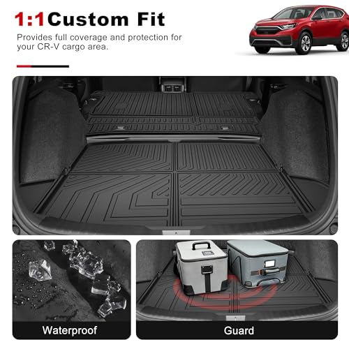 for 2017-2022 Honda CR-V Cargo Liner & Backrest Mat: Custom Fit All Weather TPE Anti Skid Waterproof Trunk Liner for CRV Accessories (Not for Hybrid or Touring) - size: 2017-2022 CRV Cargo Liner & Backrest Mat