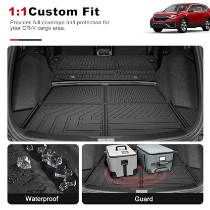 for 2017-2022 Honda CR-V Cargo Liner & Backrest Mat: Custom Fit All Weather TPE Anti Skid Waterproof Trunk Liner for CRV Accessories (Not for Hybrid or Touring) - size: 2017-2022 CRV Cargo Liner & Backrest Mat