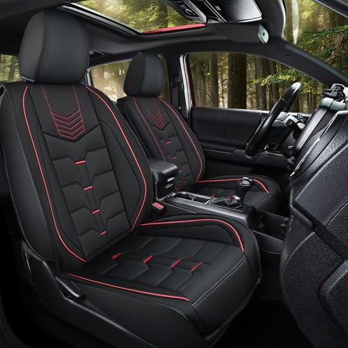 Nilight Car Seat Covers Compatible with 2005-2024 Tacoma Waterproof Wear-Resistant Faux Leather Anti Slip Cushion Set (2 PCS Front Seats Cover) - color: Front Sets 2 Seat, style: Toyota Tacoma 2005-2024