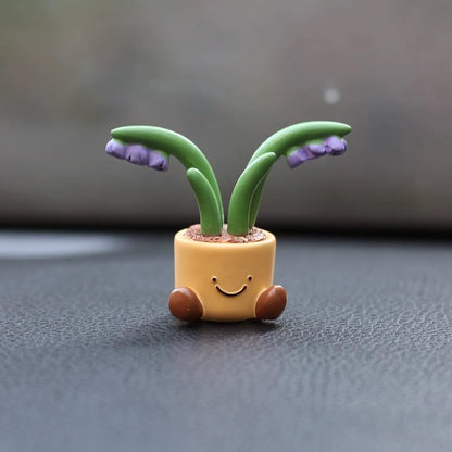 Cute car Accessories for Women,Mini Flower Pot Elf Car Ornament, Adorable mini Plant Car Interior Dashboard Accessories (AB) - style: AB