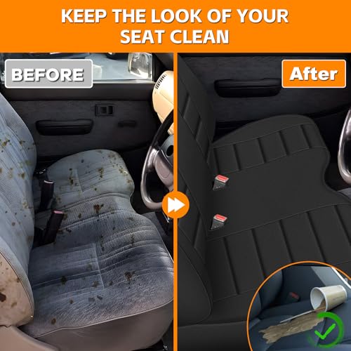 Truck Seat Cover Compatible with 1995-2004 Toyota Tacoma, Front Bench Seat with Molded Headrest and Small Notched Cushion, Knitted Fabric - color: black