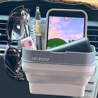 Car Vent Organizer Pocket, Car French Fry Holder, Vehicle Front Seat Universal Silicone Stroage Box for Fry Burger Phone Wallet Coins Cards Keys Glasses Remote Headphone