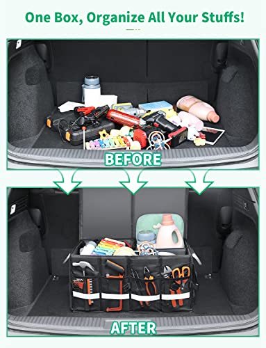 Oasser Trunk Organizer, Large, Black | Waterproof, Collapsible, Foldable Hard Cover, Aluminium Alloy Handle, Reflective Strip - color: Black, size: Large