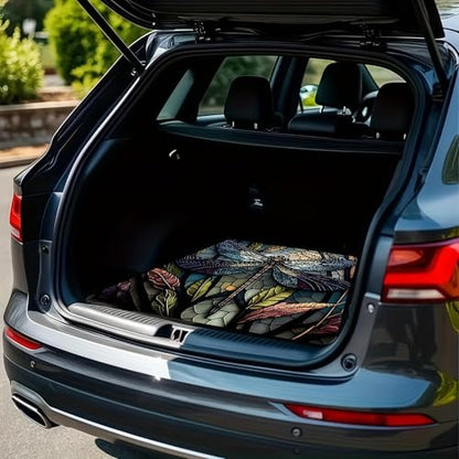 Universal Car Trunk Mat 29" x 39", Leaves Dragonfly All Weather Trunk Protection Cargo Liner, Durable Cargo Mat Rear Trunk Liner, Stylish Vehicle Interior Accessories Suitable for Most Car Models - color: Leaves Dragonfly
