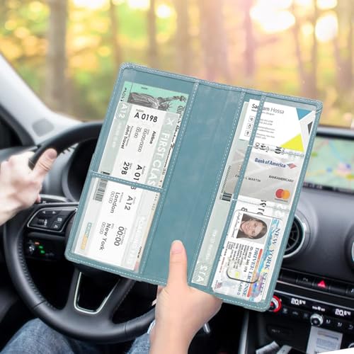 Leather Car Registration and Insurance Holder - Vehicle Glove Box Car Organizer,Auto Truck Comparment Accessories Case with Magnetic Closure for Driver License, Cards (Sky blue) - color: Sky blue