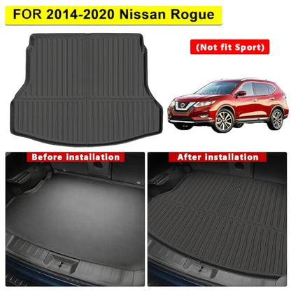 All-Weather TPE Floor Mats & Cargo Liner Set for 2014 2015 2016 2017 2018 2019 2020 Nissan Rogue (Not Fit Sport) Custom Fit Nissan Rogue Car Mats Cargo Mat Trunk Mat Accessories - size: 2014-20|For Nissan Rogue|1st&2nd