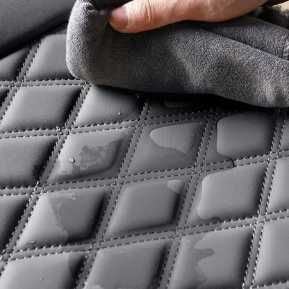 Huidasource Gray Back Seat Cover, Rear Split Bench Leather Rear Seat Cover, Adjustable Back Seat Car Cover with Non-Slip, Universal Fit for Most Cars Sedan SUV Pickup Truck (Back Row/Gray) - color: 01R# Gray, size: Back Seat Cover