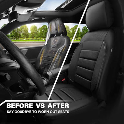 CAR PASS Breatherable Air Mesh Car Seat Covers Full Set, 3D Foam Back Support Automotive Seat Covers, All Season Car Seat Cover Fit Automotive,SUV,Sedan,Van, Airbag Compatible (Black) - color: Black Full Sets