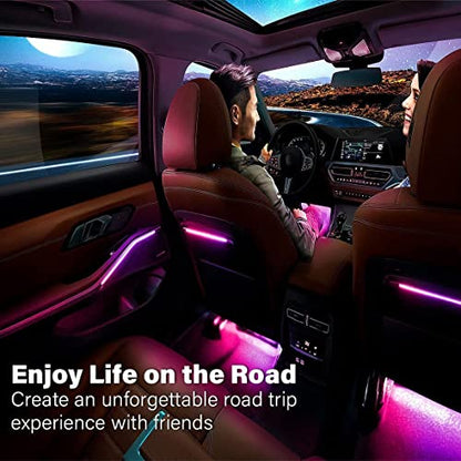 Car LED Strip Light, EJ's SUPER CAR 4pcs 48 LED Multi-Color Car Interior Lights Under Dash Lighting Waterproof Kit with Multi-Mode Change and Wireless Remote Control, Car Charger Included,DC 12V - color: MultiColor(48LED Beads)