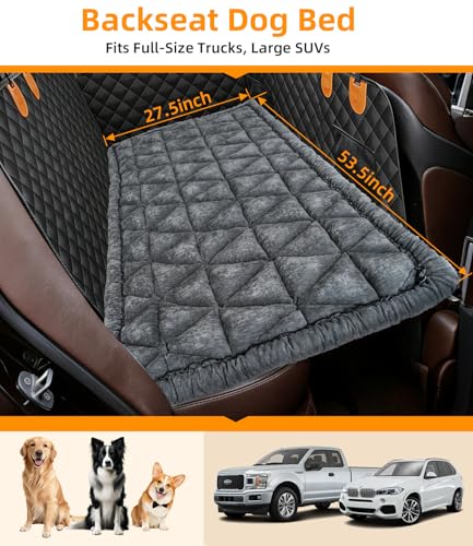 Backseat Pet Bed Mat, Non-Slip Dog Seat Cover with Scratch-Resistant Padding, Dog Bed for Cars, Trucks & SUVs, Universal Fit for Backseat Extenders (Gray) - color: Gray