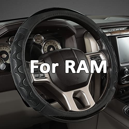 GIANT PANDA Steering Wheel Cover for Dodge Ram 1500 - Car Steering Wheel Covers for Dodge Ram 2500 3500 15.5-16 inch - Black - color: B-Black