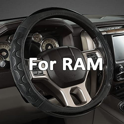 GIANT PANDA Steering Wheel Cover for Dodge Ram 1500 - Car Steering Wheel Covers for Dodge Ram 2500 3500 15.5-16 inch - Black - color: B-Black
