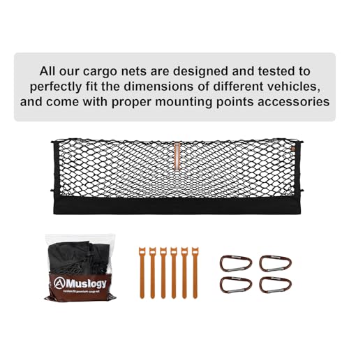 Truck Bed Cargo Net Trunk Netting Compatible with 2024-2026 GMC Acadia | Chevy Traverse | 2025+ Buick Enclave Accessories, Pickup Cargo Organizer SUV Sedan Storage Net w/Heavy Duty Carabiners - style: 2024+ Acadia & Traverse & Enclave